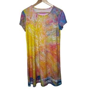 Leoma Lovegrove Dress Size Small Sundress Beach Tropical Wearable Artsy Colorful